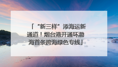 “新三样”添海运新通道！烟台港开通环渤海首条跨海绿色专线