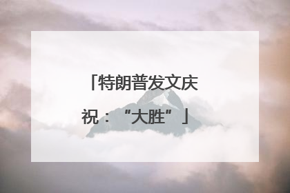 特朗普发文庆祝：“大胜”