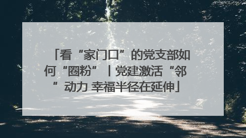 看“家门口”的党支部如何“圈粉”丨党建激活“邻”动力 幸福半径在延伸