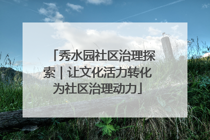 秀水园社区治理探索｜让文化活力转化为社区治理动力