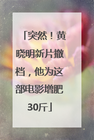 突然！黄晓明新片撤档，他为这部电影增肥30斤