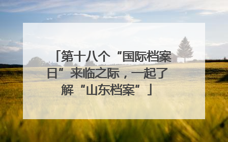 第十八个“国际档案日”来临之际，一起了解“山东档案”