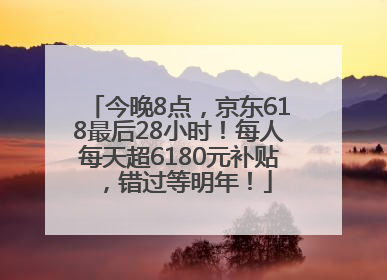 今晚8点，京东618最后28小时！每人每天超6180元补贴，错过等明年！
