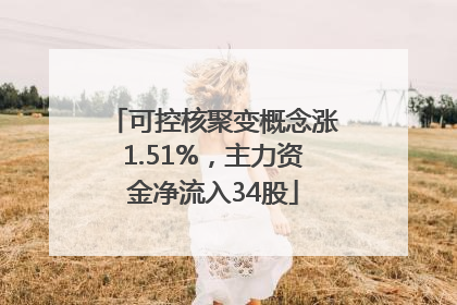 可控核聚变概念涨1.51%，主力资金净流入34股