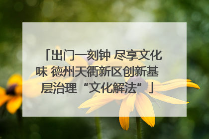 出门一刻钟 尽享文化味 德州天衢新区创新基层治理“文化解法”
