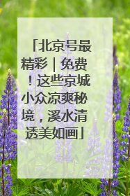 北京号最精彩｜免费！这些京城小众凉爽秘境，溪水清透美如画