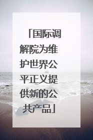 国际调解院为维护世界公平正义提供新的公共产品