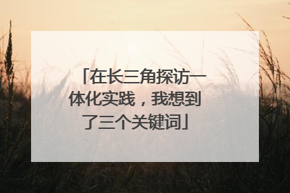 在长三角探访一体化实践，我想到了三个关键词