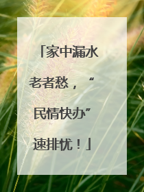 家中漏水老者愁，“民情快办”速排忧！