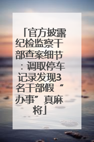 官方披露纪检监察干部查案细节：调取停车记录发现3名干部假“办事”真麻将