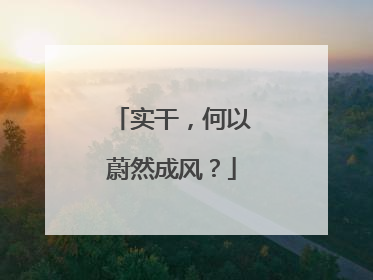 实干，何以蔚然成风？