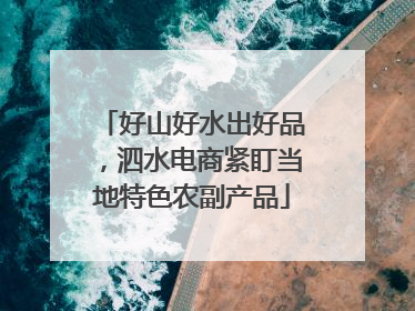 好山好水出好品，泗水电商紧盯当地特色农副产品