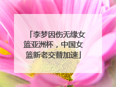 李梦因伤无缘女篮亚洲杯，中国女篮新老交替加速