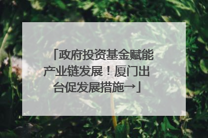 政府投资基金赋能产业链发展！厦门出台促发展措施→