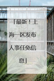 最新！上海一区发布人事任免信息