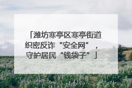 潍坊寒亭区寒亭街道织密反诈“安全网”，守护居民“钱袋子”