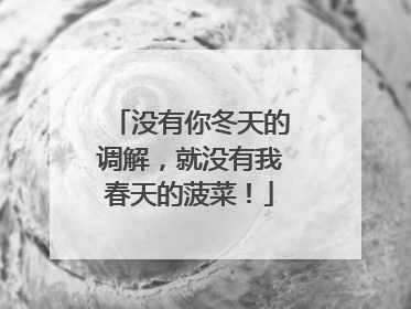 没有你冬天的调解，就没有我春天的菠菜！