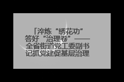 淬炼“绣花功” 答好“治理卷”——全省街道党工委副书记抓党建促基层治理培训示范班侧记
