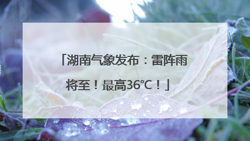 湖南气象发布：雷阵雨将至！最高36℃！