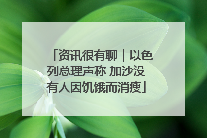 资讯很有聊｜以色列总理声称 加沙没有人因饥饿而消瘦