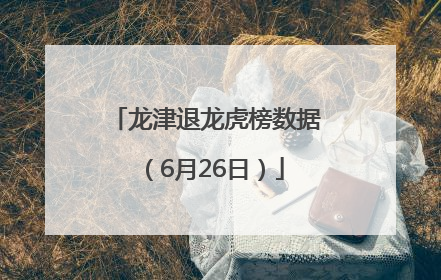 龙津退龙虎榜数据（6月26日）