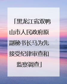 黑龙江省双鸭山市人民政府原副秘书长马为先接受纪律审查和监察调查