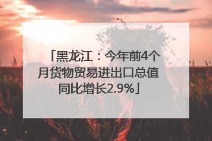 黑龙江：今年前4个月货物贸易进出口总值同比增长2.9%